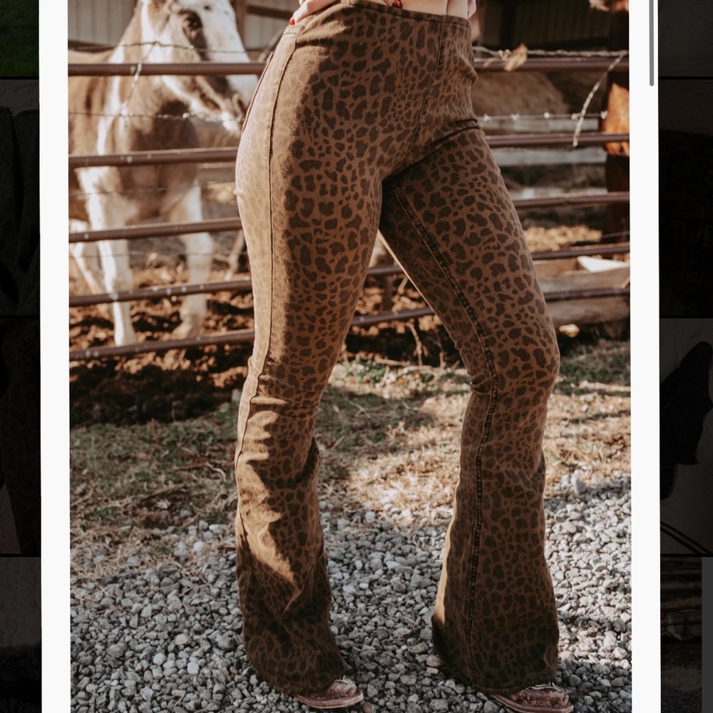 Wild Child Leopard High Rise fringe flare